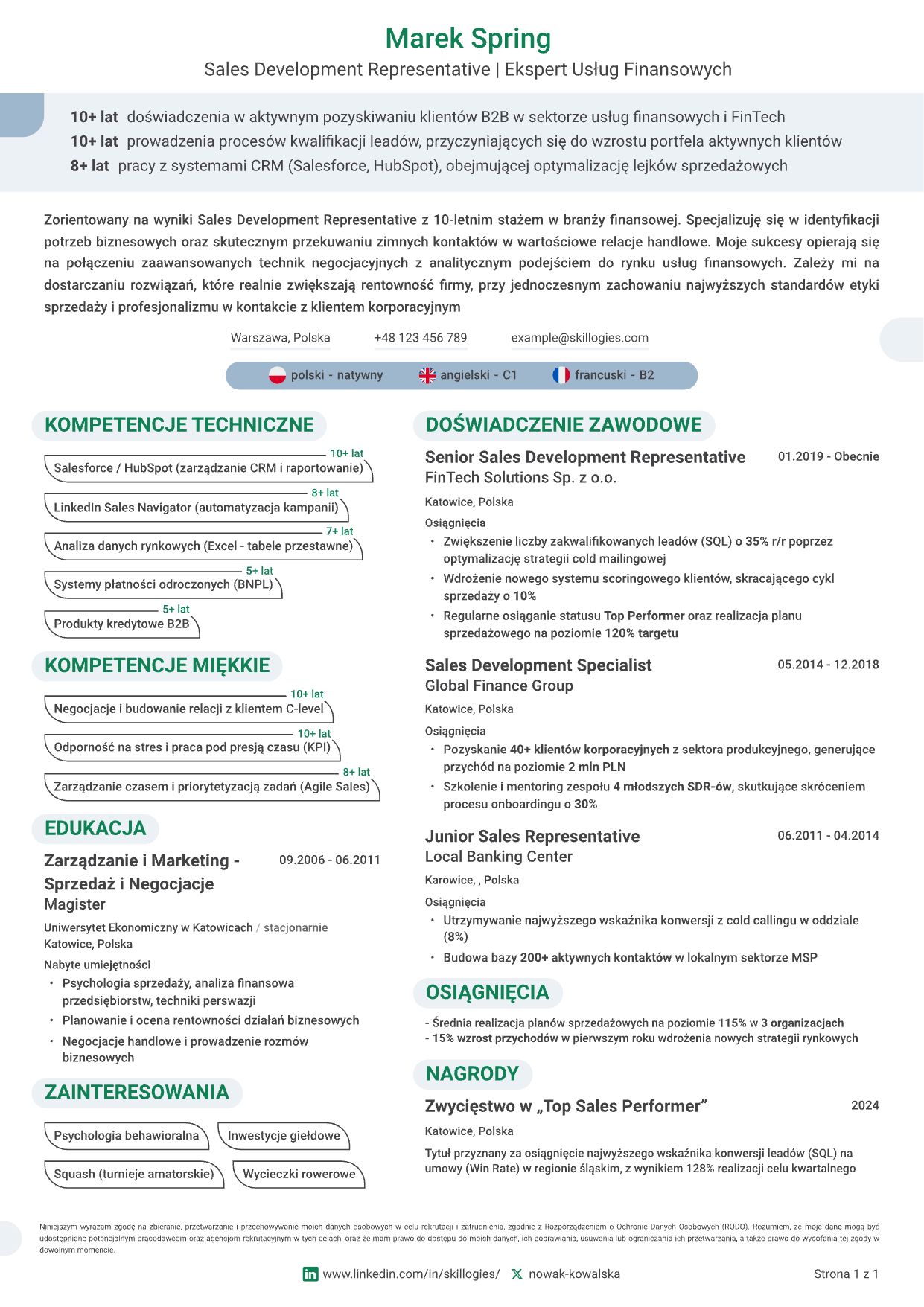 Dokumenty aplikacyjne Skillogies wyróżniające się na tle innych kandydatów.
