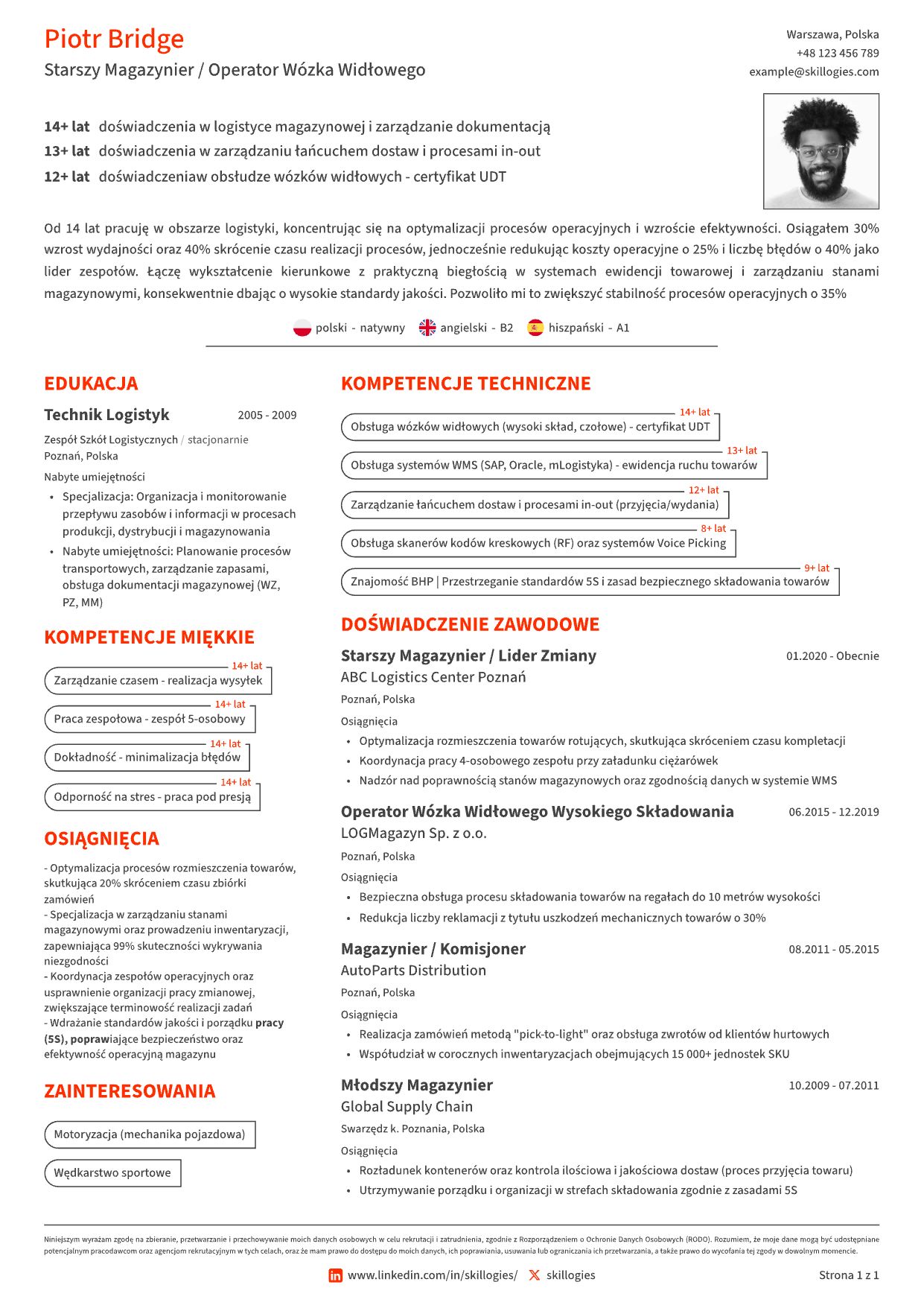 Interfejs polskiego kreatora CV online – szybka i intuicyjna edycja.