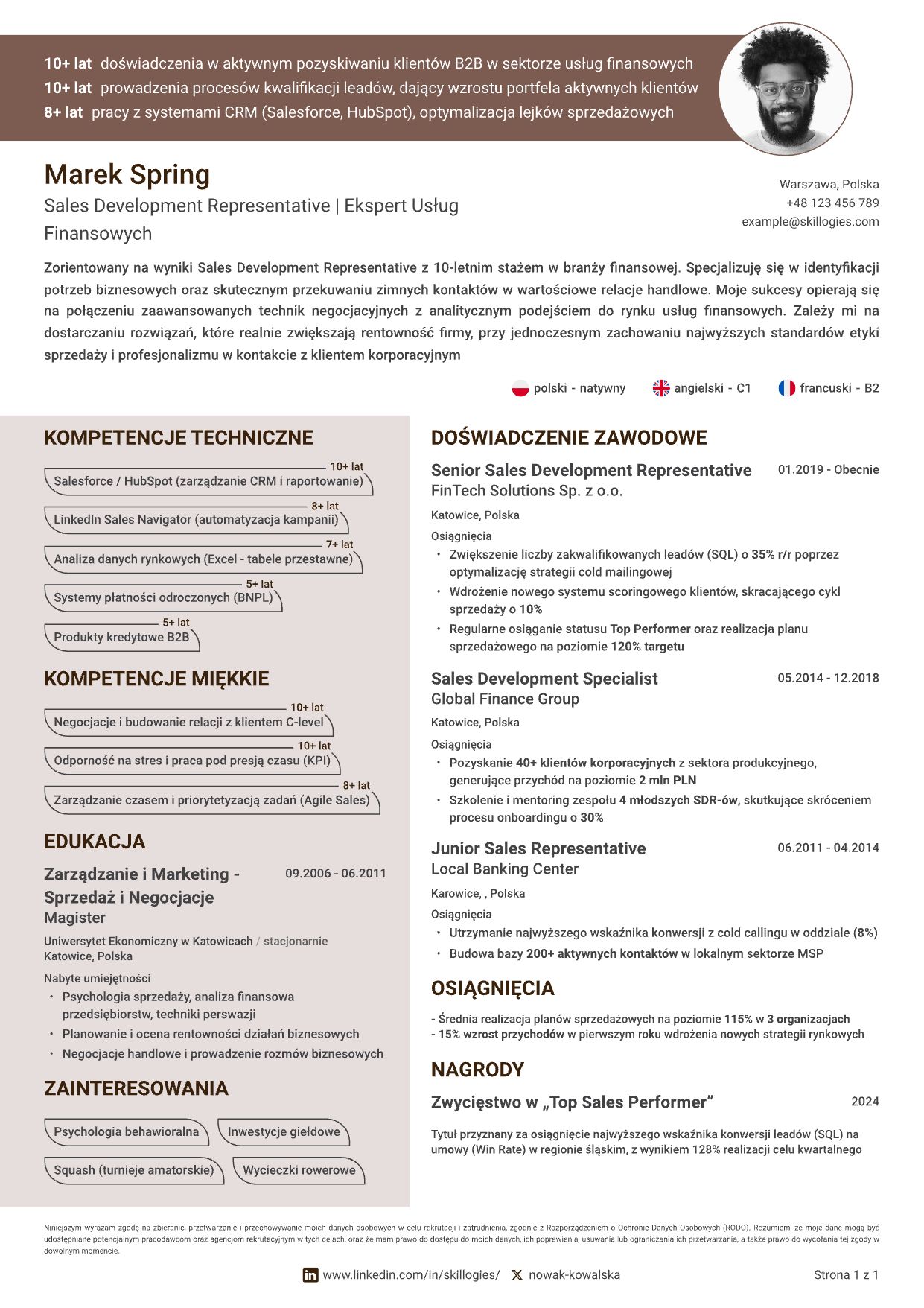 Klasyczny wzór curriculum vitae do pobrania w formacie PDF.