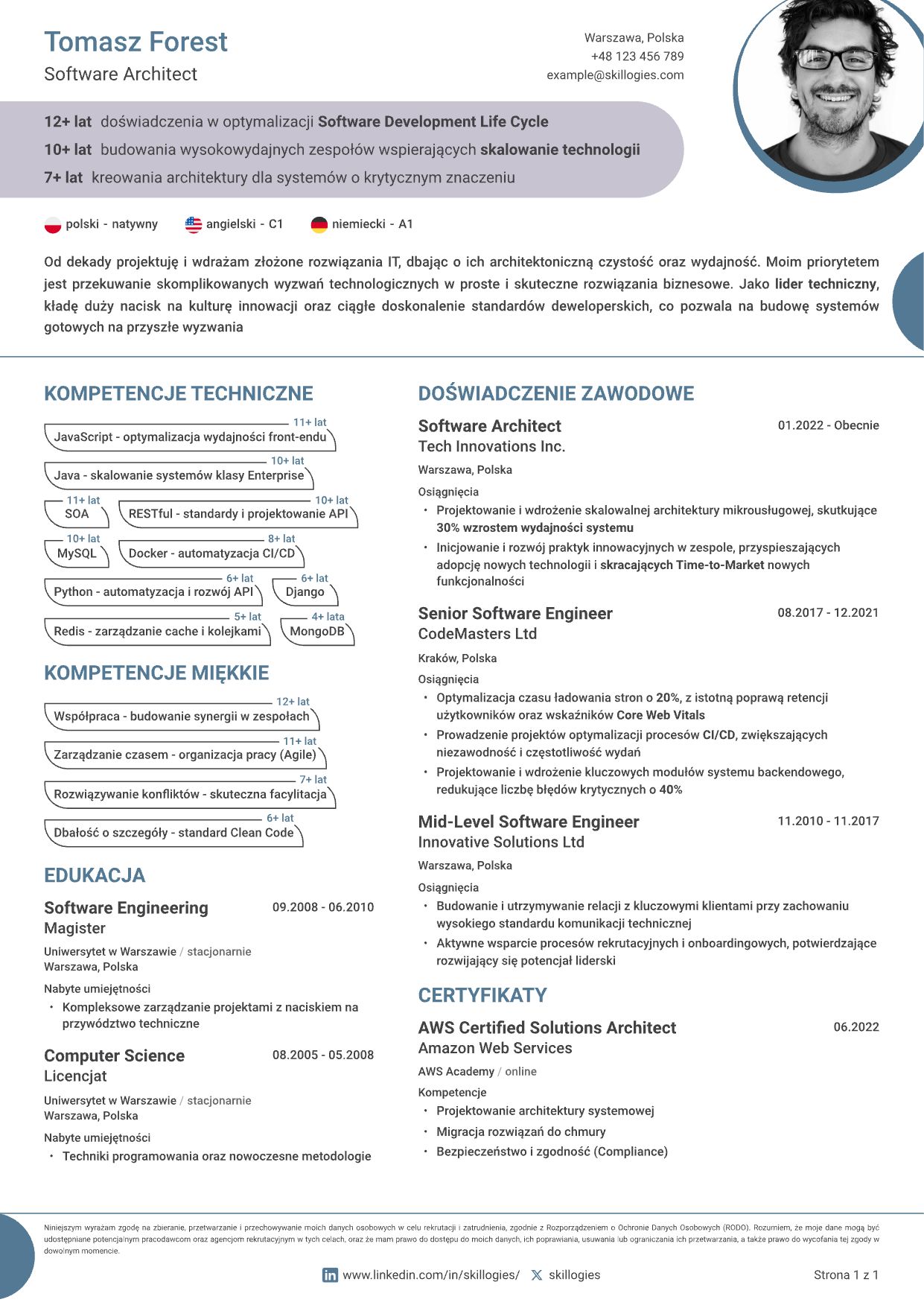 ofesjonalizm w każdym detalu – nowoczesna czcionka i układ sekcji