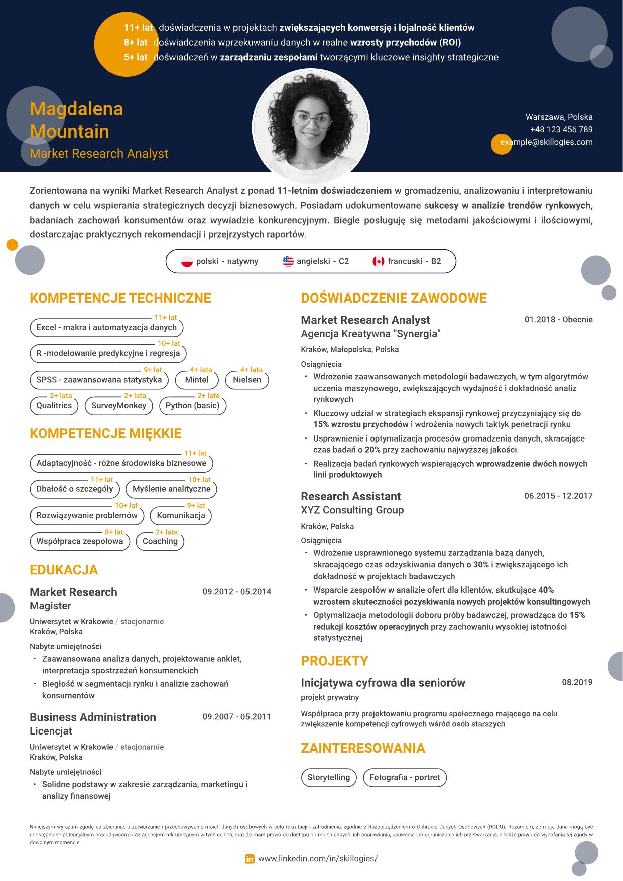 Wzór CV dla programisty z czytelną sekcją technologii i projektów